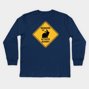 Beware of Attack Bunny Kids Long Sleeve T-Shirt